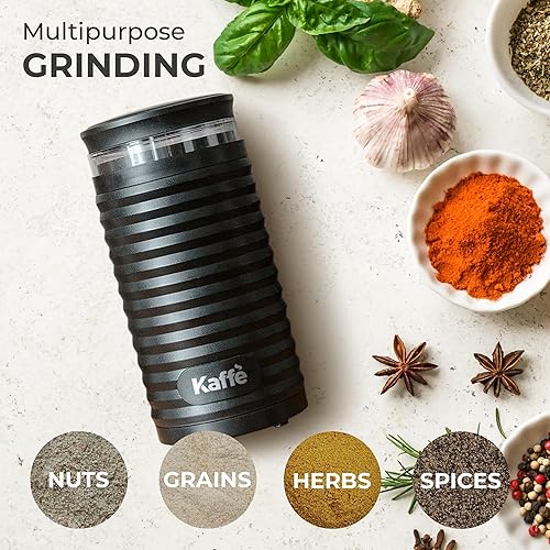 Miniatura 4 de Kaffe - Molinillo eléctrico de granos de café con cepillo de limpieza, fácil de poner y quitar, perfecto para expreso, hierbas, especias, semillas,