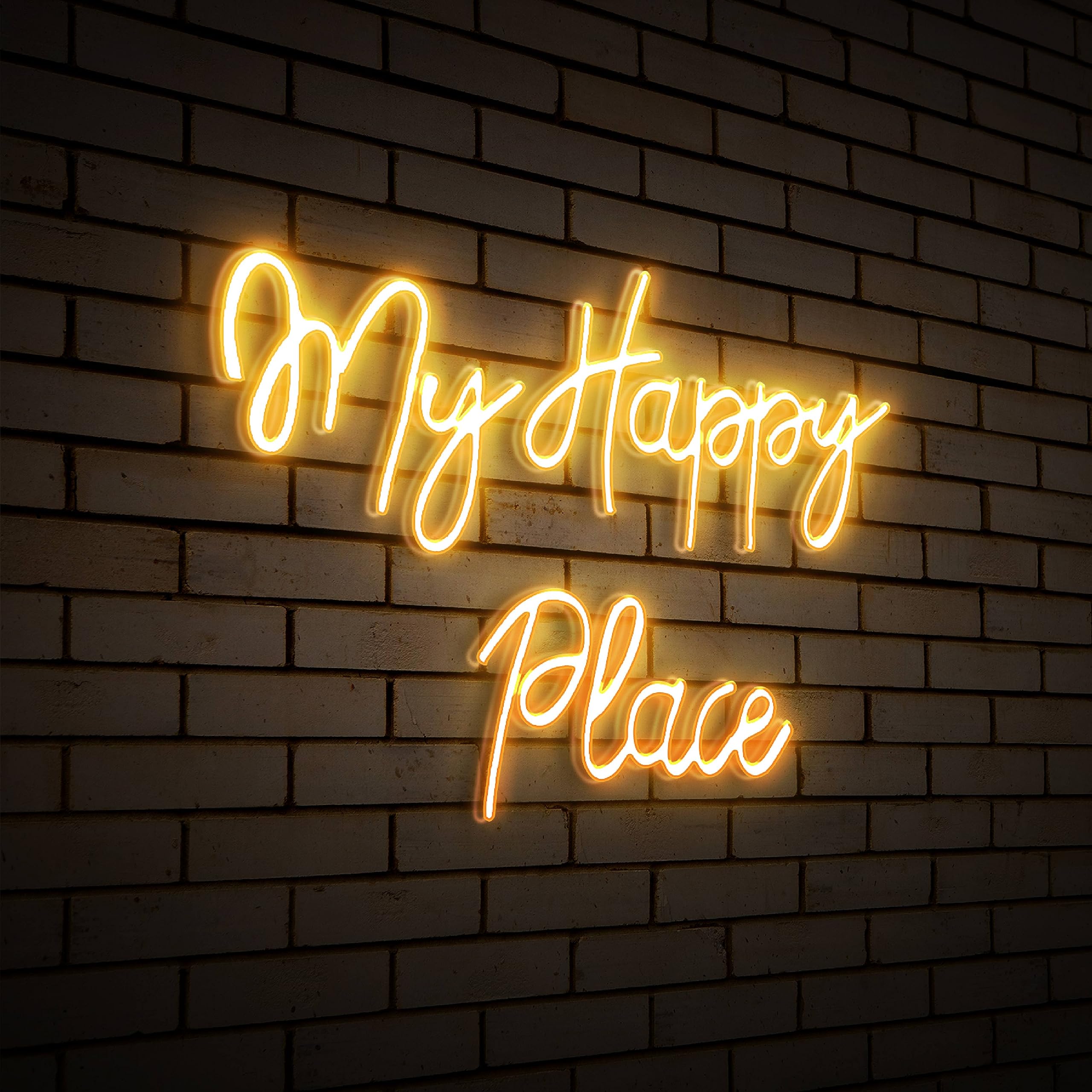 My Happy Place Neon Sign, 24''x18'' Led Neon Light For Living Home