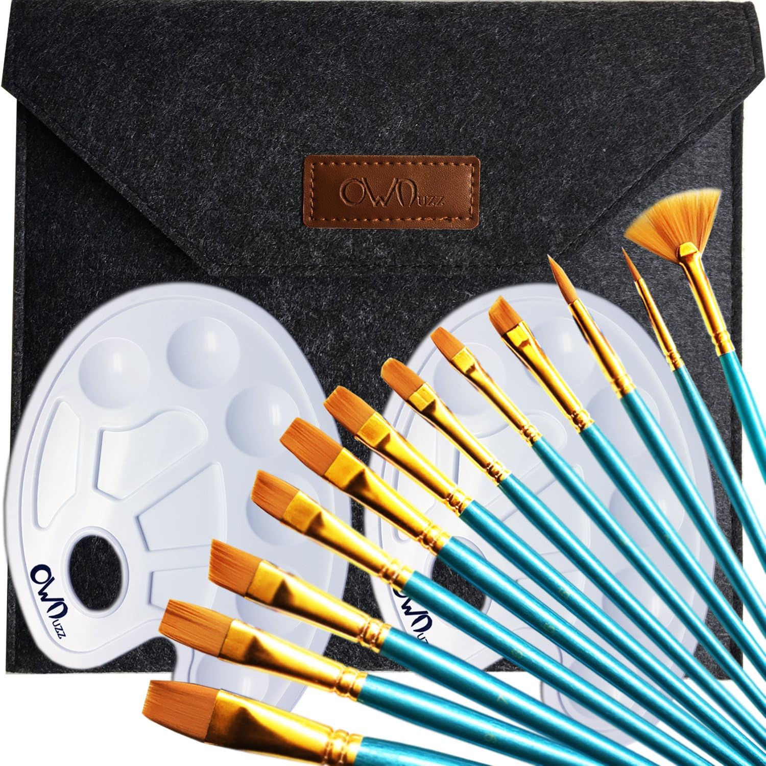 Ownuzz 12Pieces Round Pointed Tip Nylon Hair Brush Set With