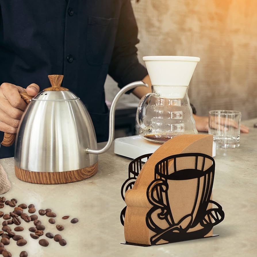 Coffee Filter Holder Stand - Stainless Steel Storage Rack For Cone, Square & Flat-Bottom Filters