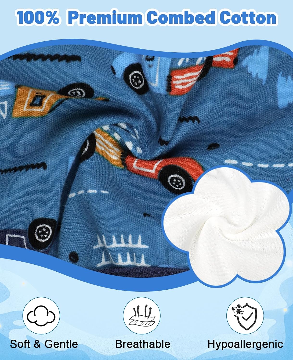 MooMoo Baby Cotton Potty Training Underwear 4 Packs Absorbent Reusable Training Pants for Boys 6T