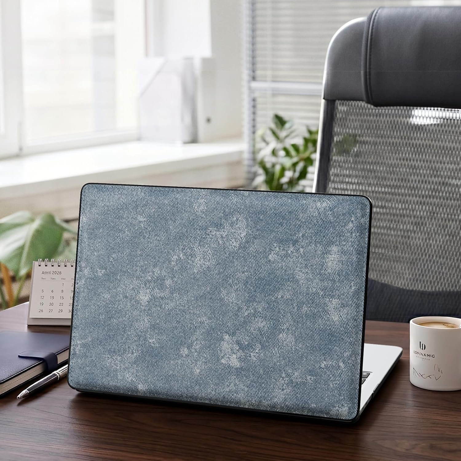 iCasso MacBook Air 13 Inch Case M5 2026 A3449 Denim Blue Leather