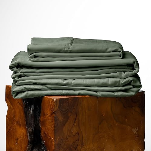 Olive + Crate Luxury Series - Juego de sábanas 100% Tencel de eucalipto tamaño Queen, 4 piezas, sábanas refrescantes súper suaves  Bolsillo profundo