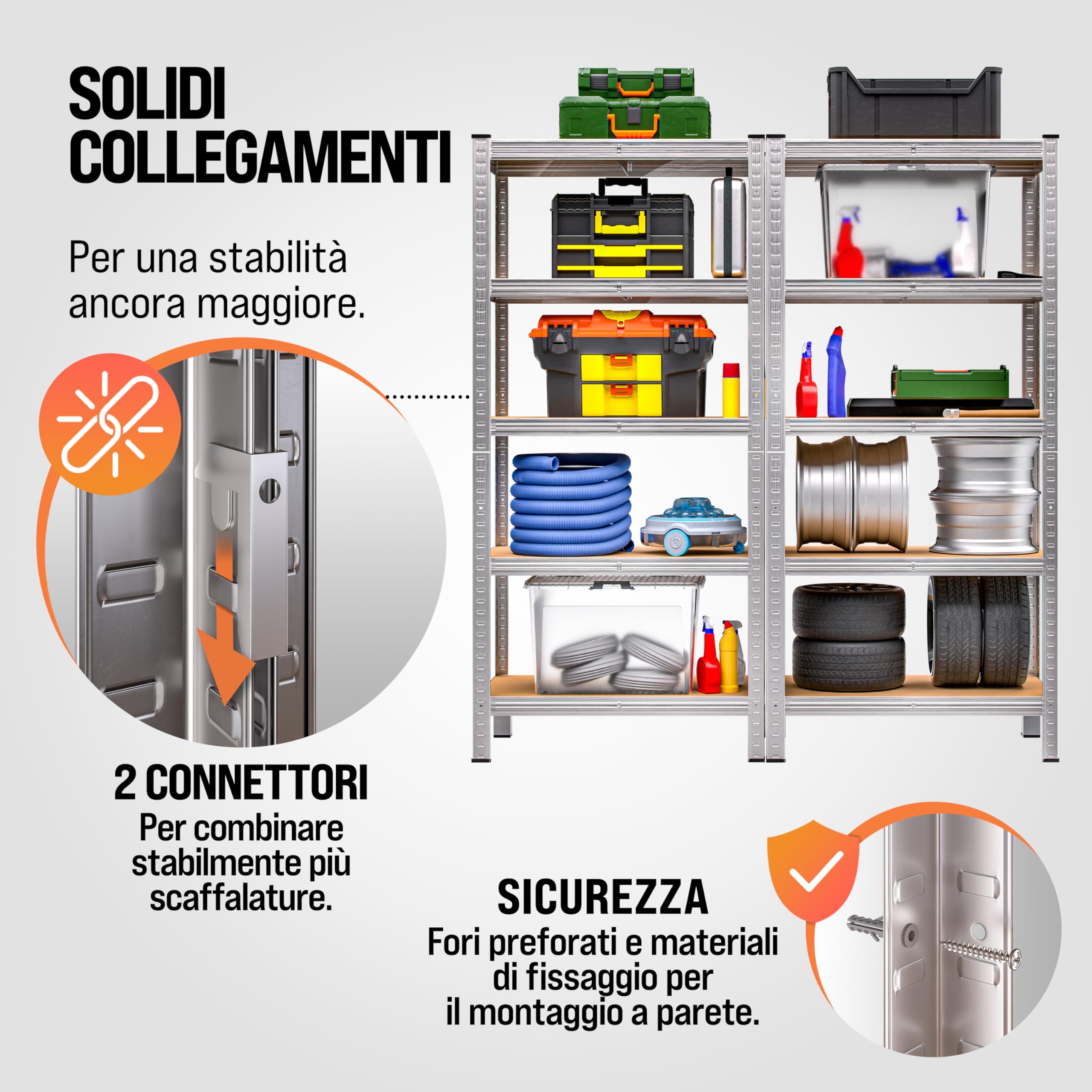 Monzana® Scaffale Metallo Angolare Garage 180x70x40 875kg 5 Riapiani Scaffali Cantina Scaffalatura Angolare Scaffale Salvaspazio Mobile Metallo
