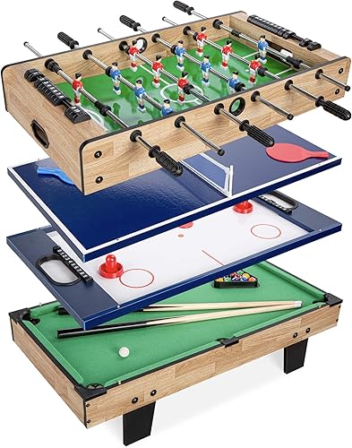 Best Choice Products Serie de mesas de juegos múltiples – Mesas de juego interactivas 4 en 1 y 11 en 1 para niños con futbolín, hockey sobre aire,