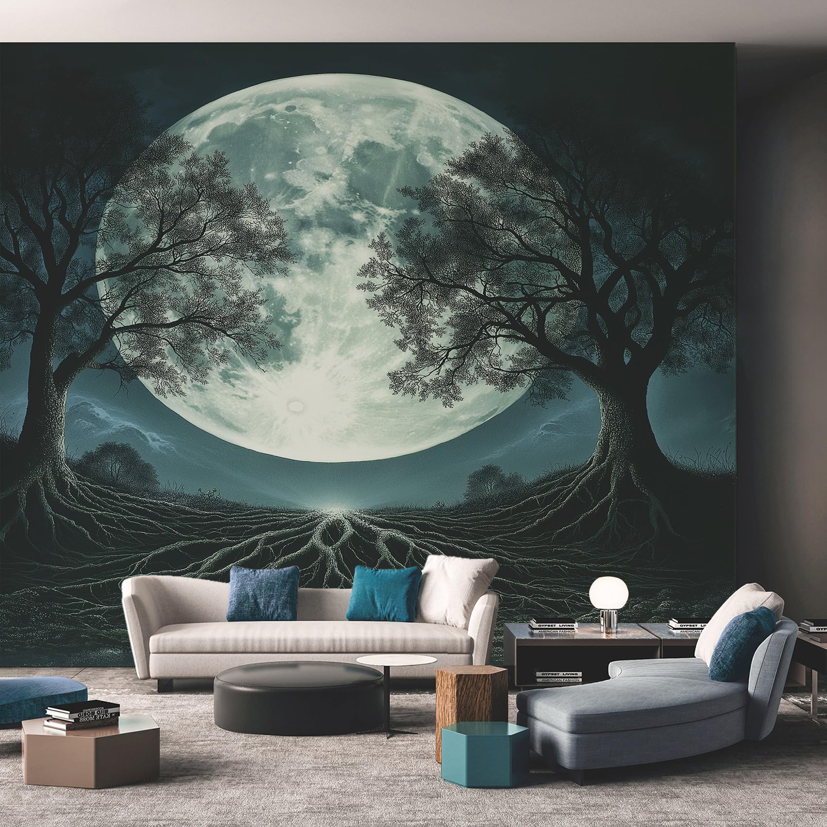 Moon Tree Wallpaper - Nature Landscape Wall Mural - Wall Murals for Living Room Bedroom - Photo Wallpaper & Home Decor Art - 200 x 140 cm F400