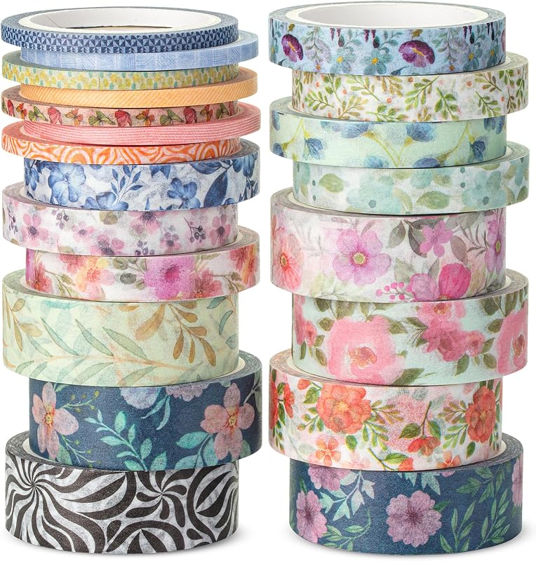 Mr. Pen- Washi Tape Set, 21 Rolls, Assorted Sizes, Floral Vintage | 5 Yards/Roll, Washi Tape for Scrapbook, Arts, Crafts, Journals and Planners
