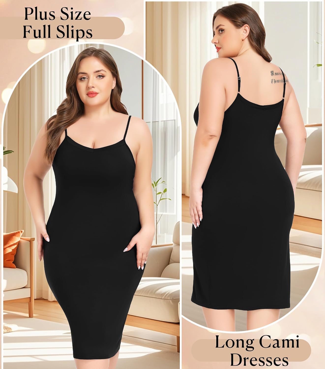 Women's Plus Size Full Slips Soft Slip Dress for Under Dress Sleeveless Long Cami Dresses XL-6XL - Image 2