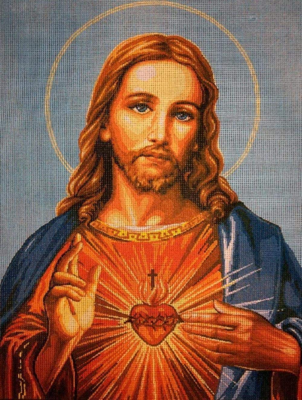 Point de croix demi-tapisserie Jésus 30x40cm pour évacuer le stress