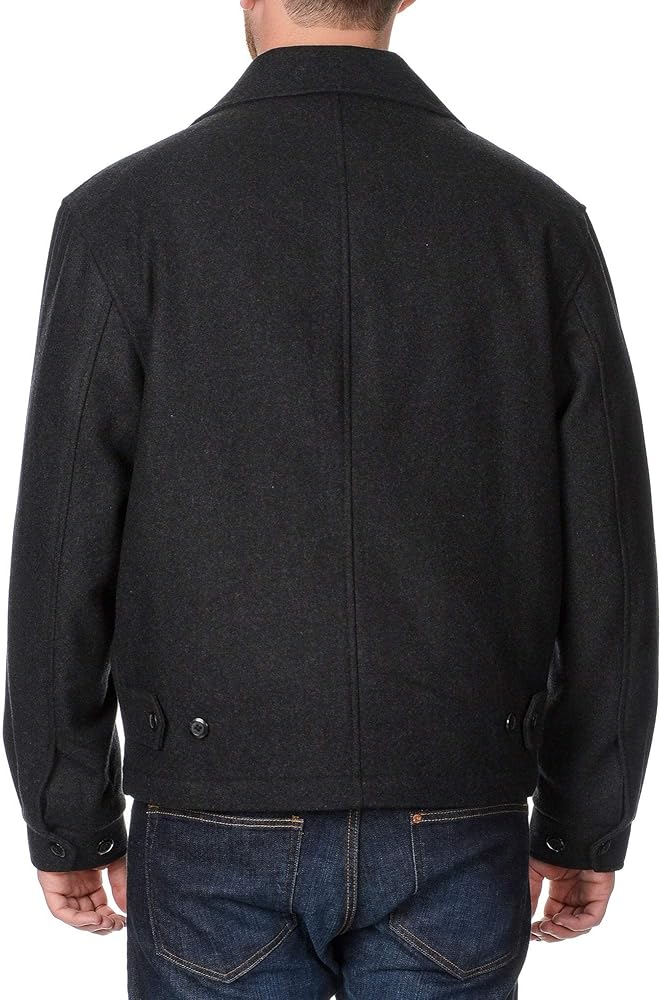 Men's Charcoal Zippered Wool Blend Winter Short Jacket, Size M at