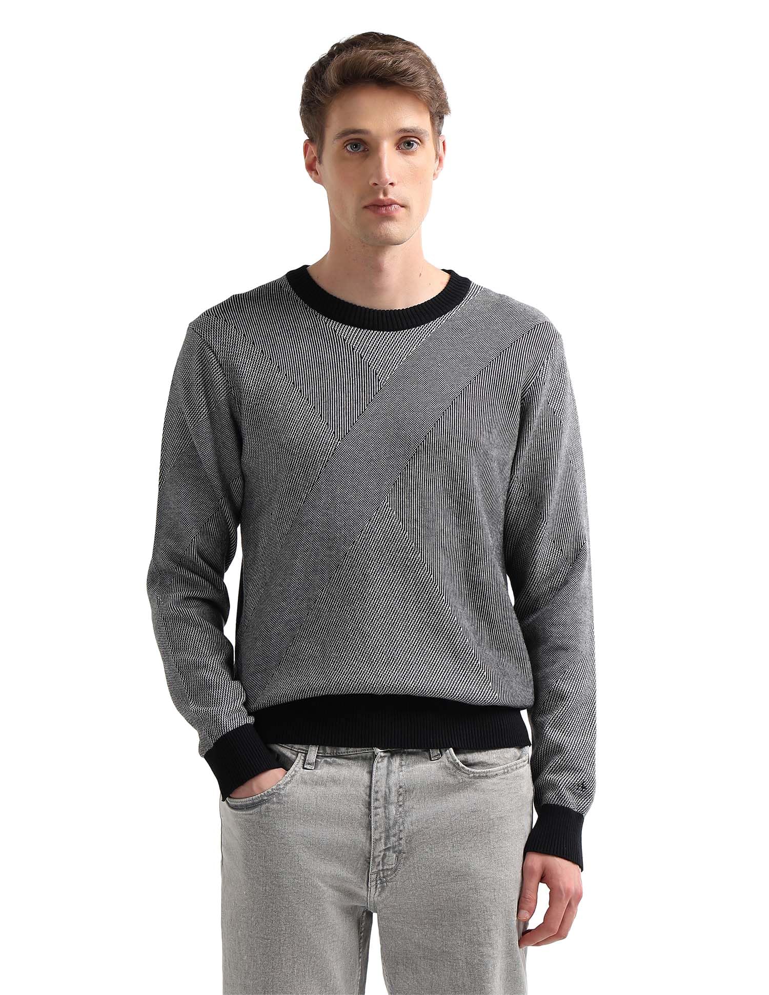Self Design Regular Fit Sweater-image-49