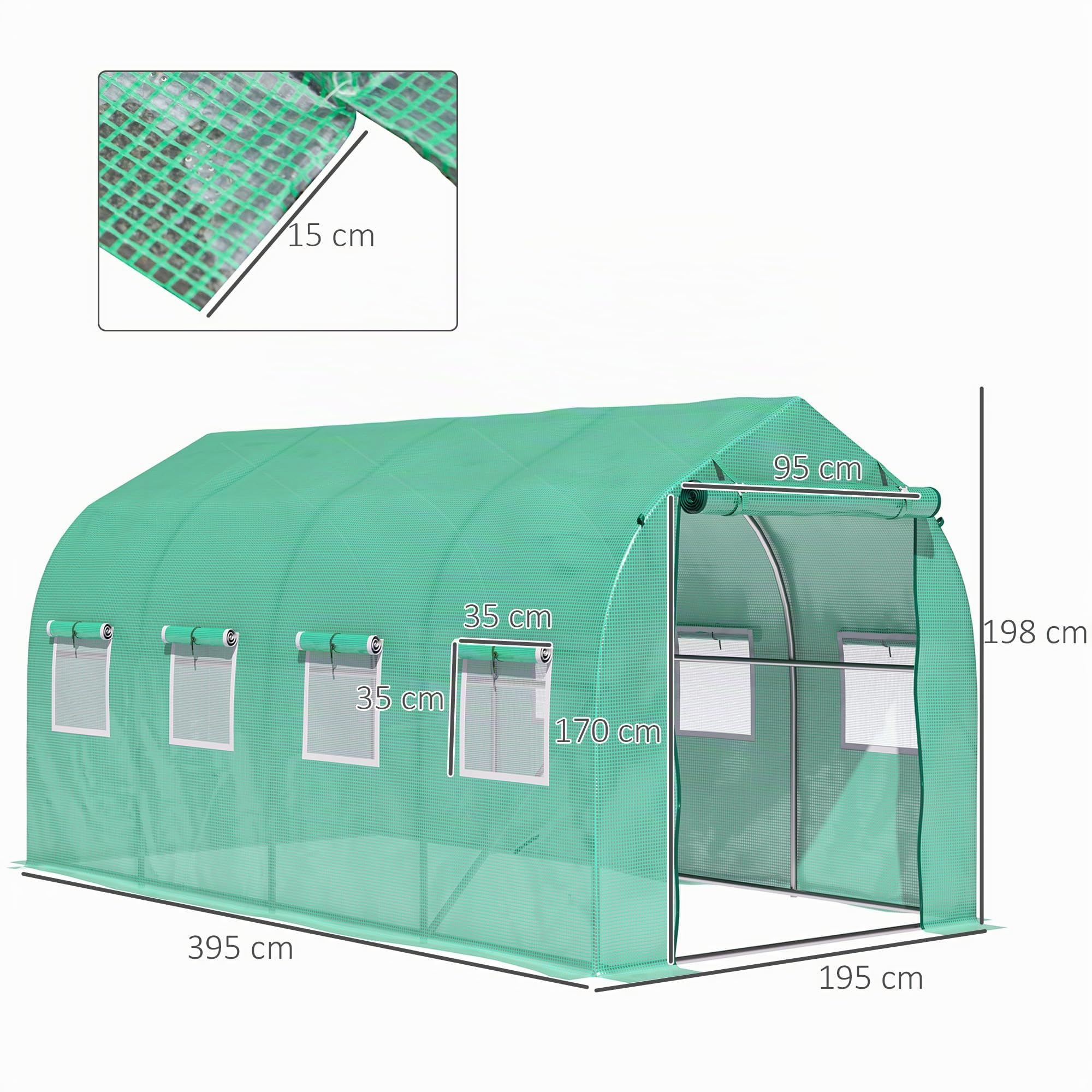 Outsunny Serra tunnel con finestre e porta per giardino 4 x 2 M | Serra pedonabile, giardino posteriore, telaio metallico