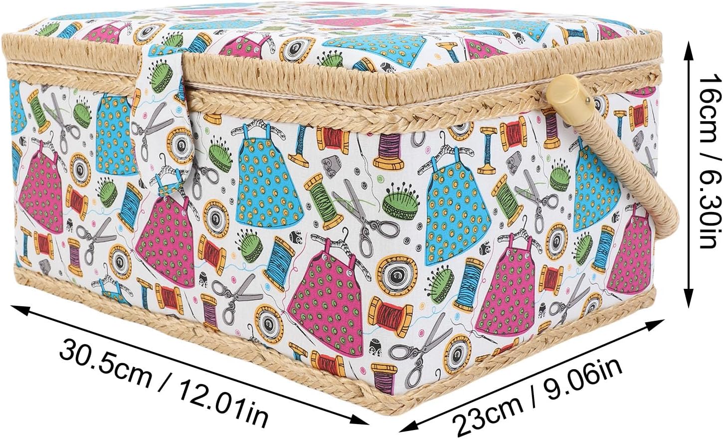 Zerodis Sewing Basket with Handle Sewing Baskets Box Fabric Detachable Tray Kit Storage Box Large Capacity for Accessories Storage Basket with Handle 2