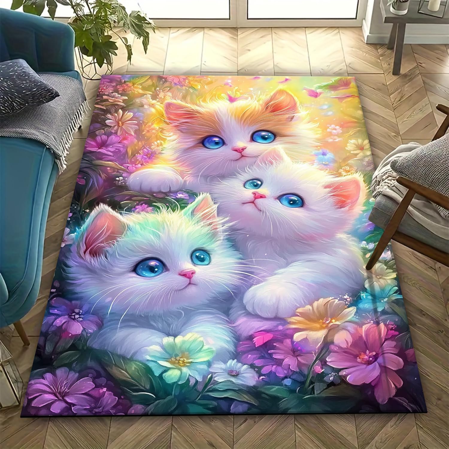Tapis chat 3D facile à nettoyer pour stopper les glissades dans la chambre