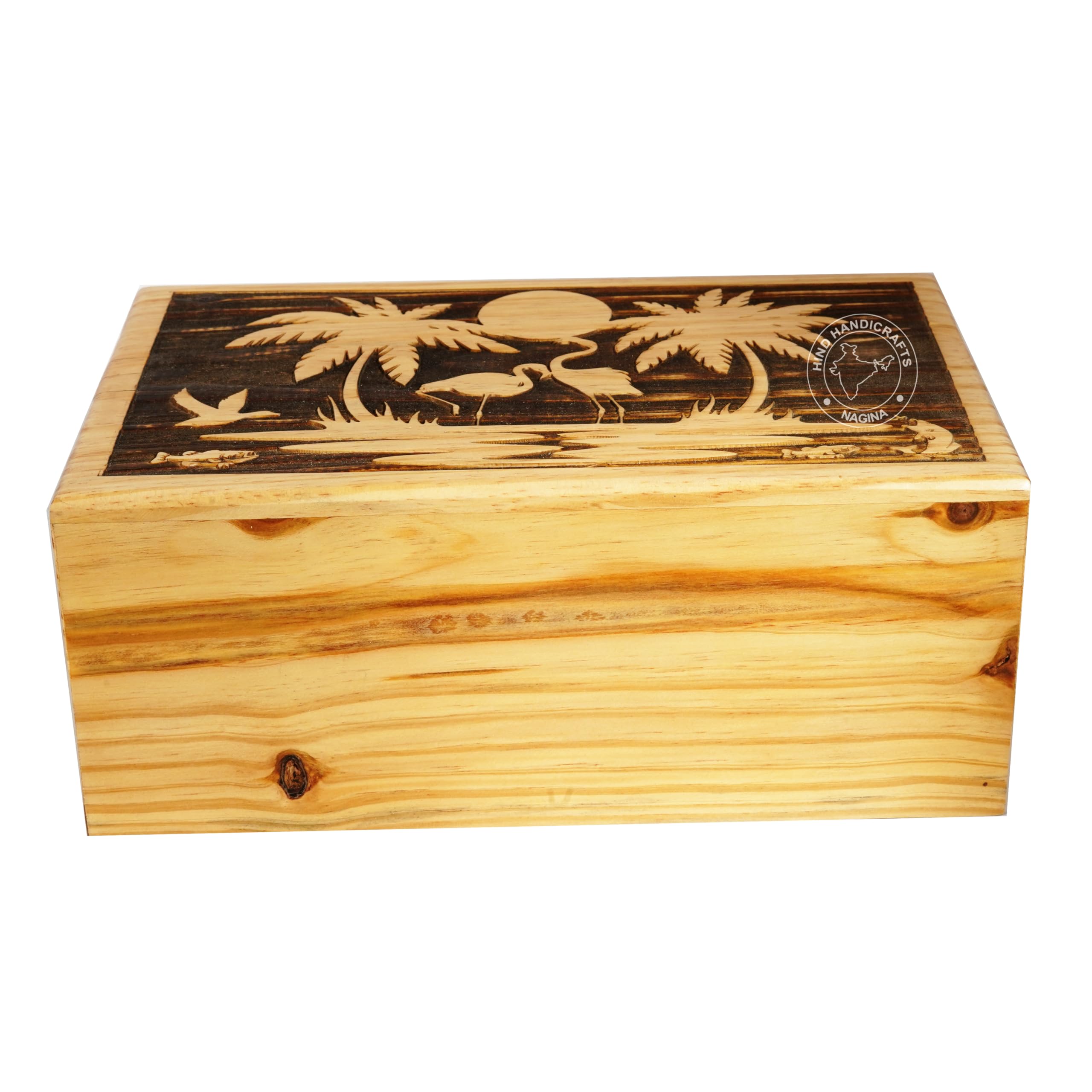 HIND HANDICRAFTS Handcrafted Horse Wooden Cremation Urns for Human Ashes Adult Large - Funeral Urn Box - Burial Urns for Columbarium (Beach Sunset, 250 Cubic Inches)