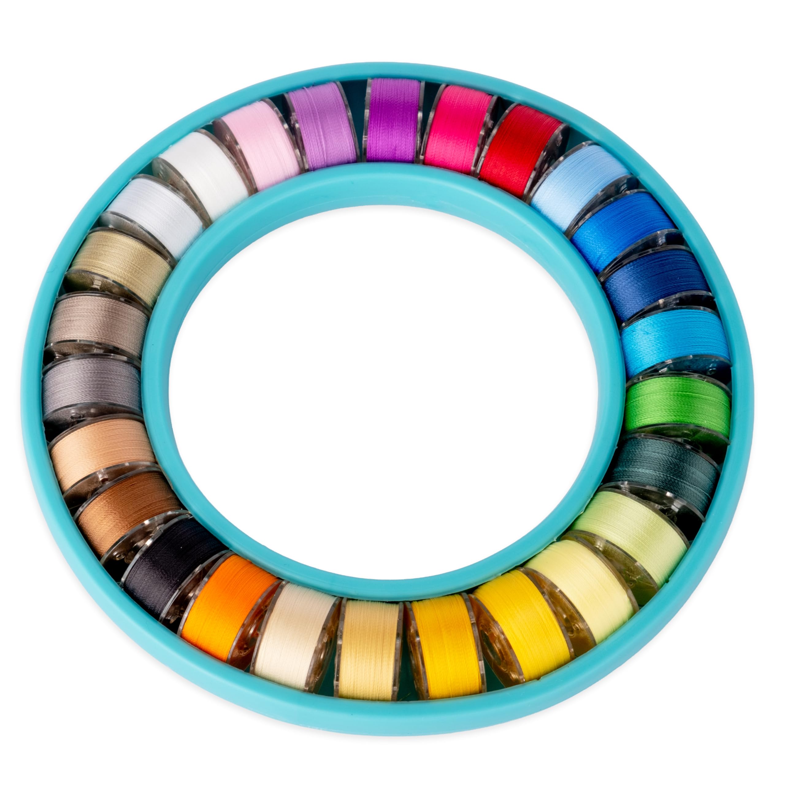 YLI Color Wheel Prewound Bobbins - Class 15 60 wt Polyester, Lint Free - 26 Pack with Silicone Ring