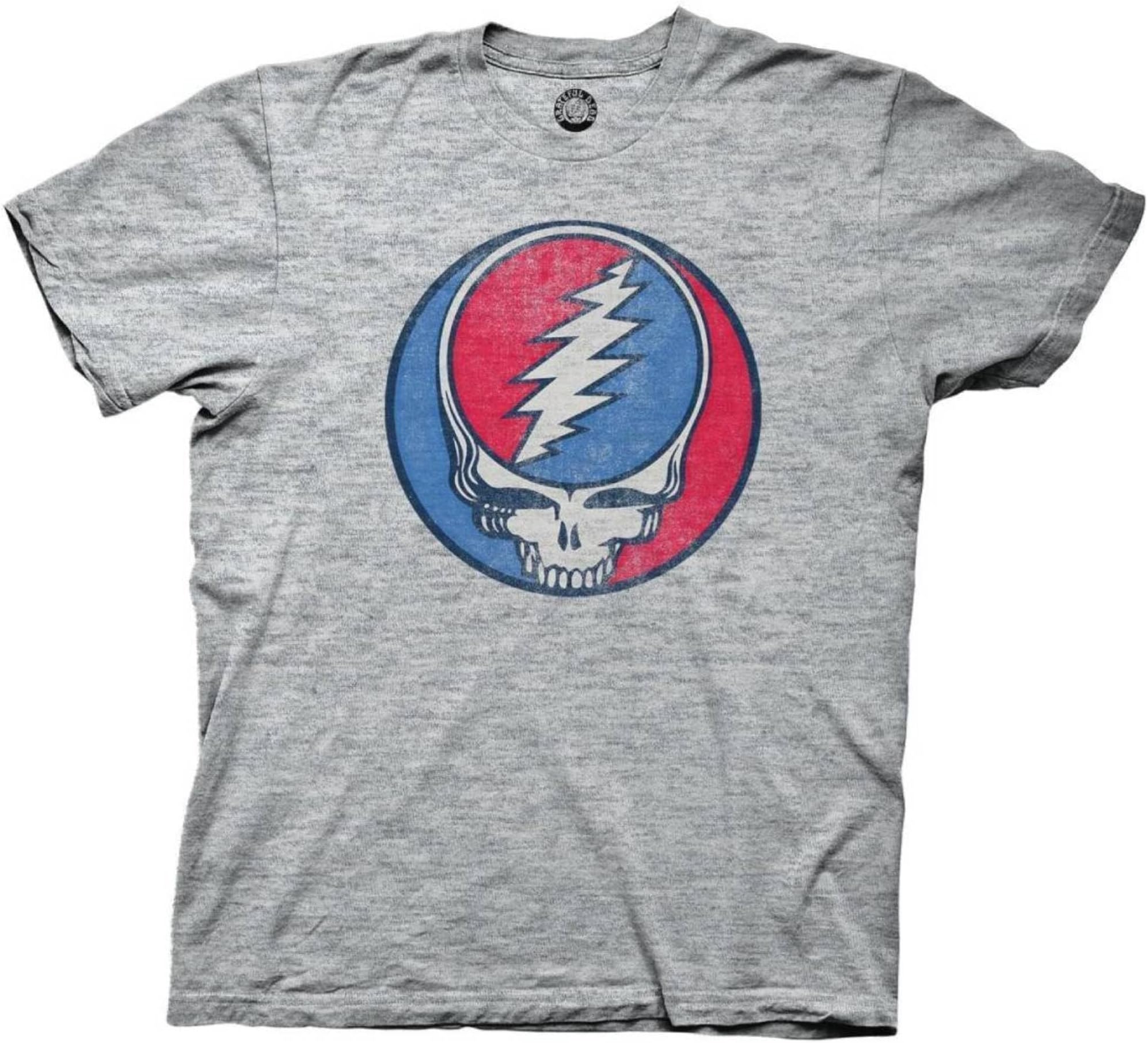 Grateful Dead Men's Short Sleeve T-Shirt Steal Your Face Distressed Stealie Vintage SYF Officially Licensed