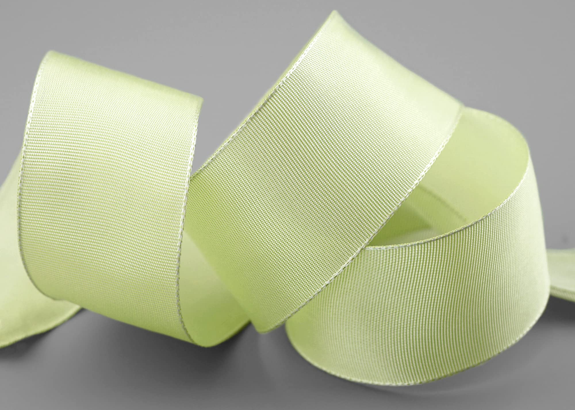 25 m x 40 mm Wired Edge Ribbon LEO Light Yellow Lemon Green (105) Decorative Ribbon with Wired Edges Plain Gift Ribbon Fabric Ribbon Bow Ribbon Visco Wire Made from Renewable Raw Materials - Image 2