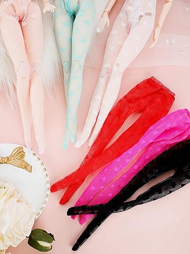 Miniatura 5 de Bencailor 6 medias de muñeca de 12 pulgadas, hechas a mano, medias de encaje para muñeca, medias de encaje, medias largas para niñas, regalos de