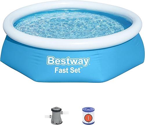 Vista 4 de Bestway Kit de piscina inflable redonda de juego rápido (8 x 24 pulgadas) Incluye bomba de filtro de 330 galones