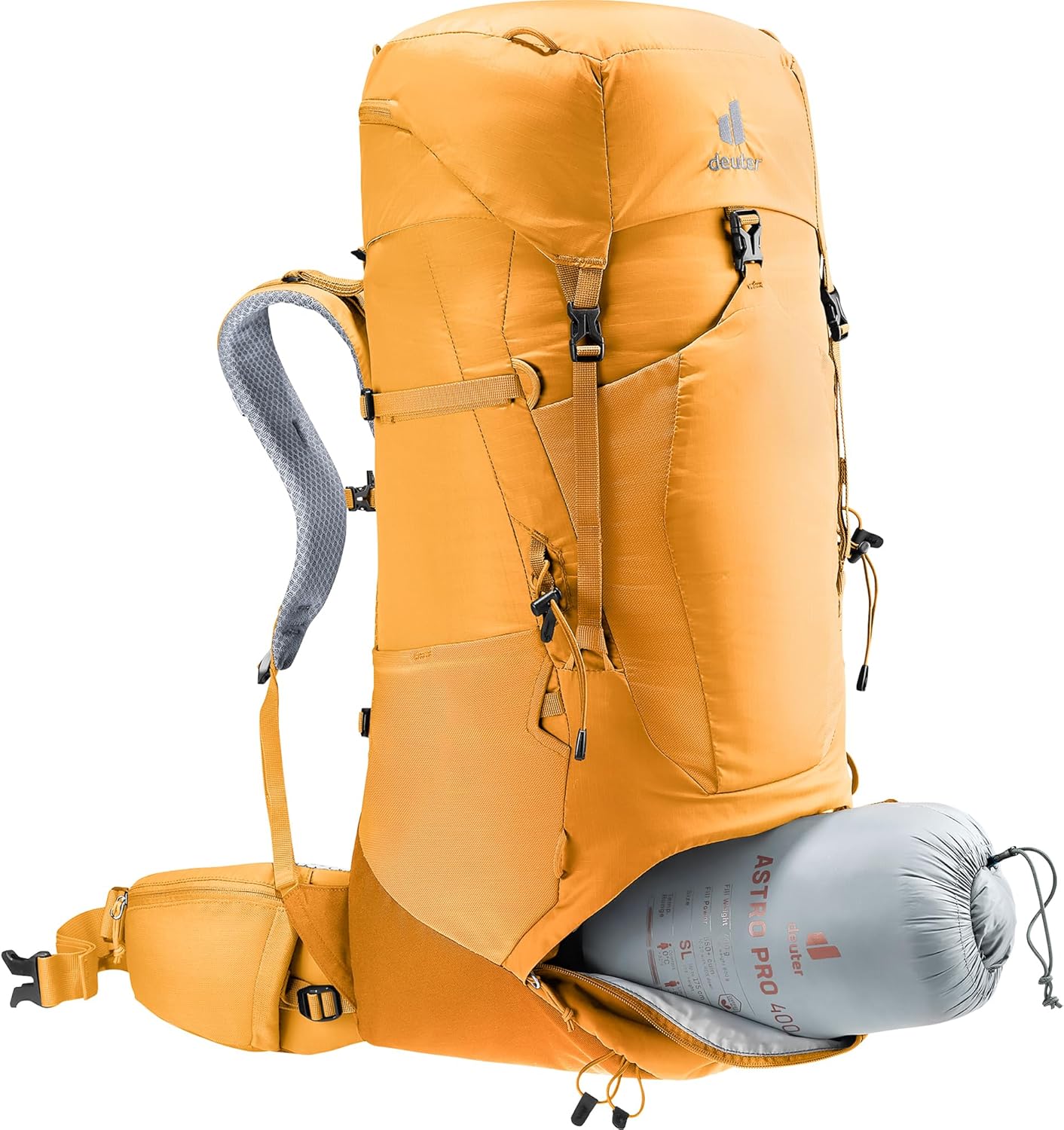 Deuter Unisex Aircontact Lite 50 + 10 L, Lightweight Backpacking & Hiking Backpack for Men & Women, 50 + 10 Liters - Amber-Maple