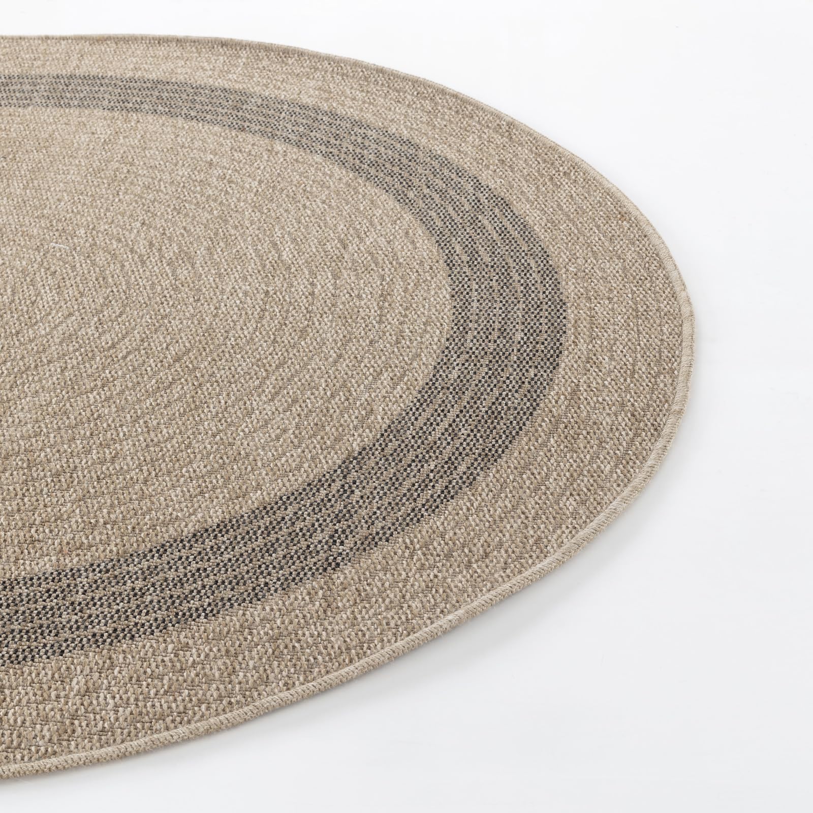 Surya Sintra Tapis d'extérieur Moderne pour Jardin, terrasse, Jardin - Facile à Nettoyer - Grand Tapis de Sol Rond - Beige et Gris - 100 cm