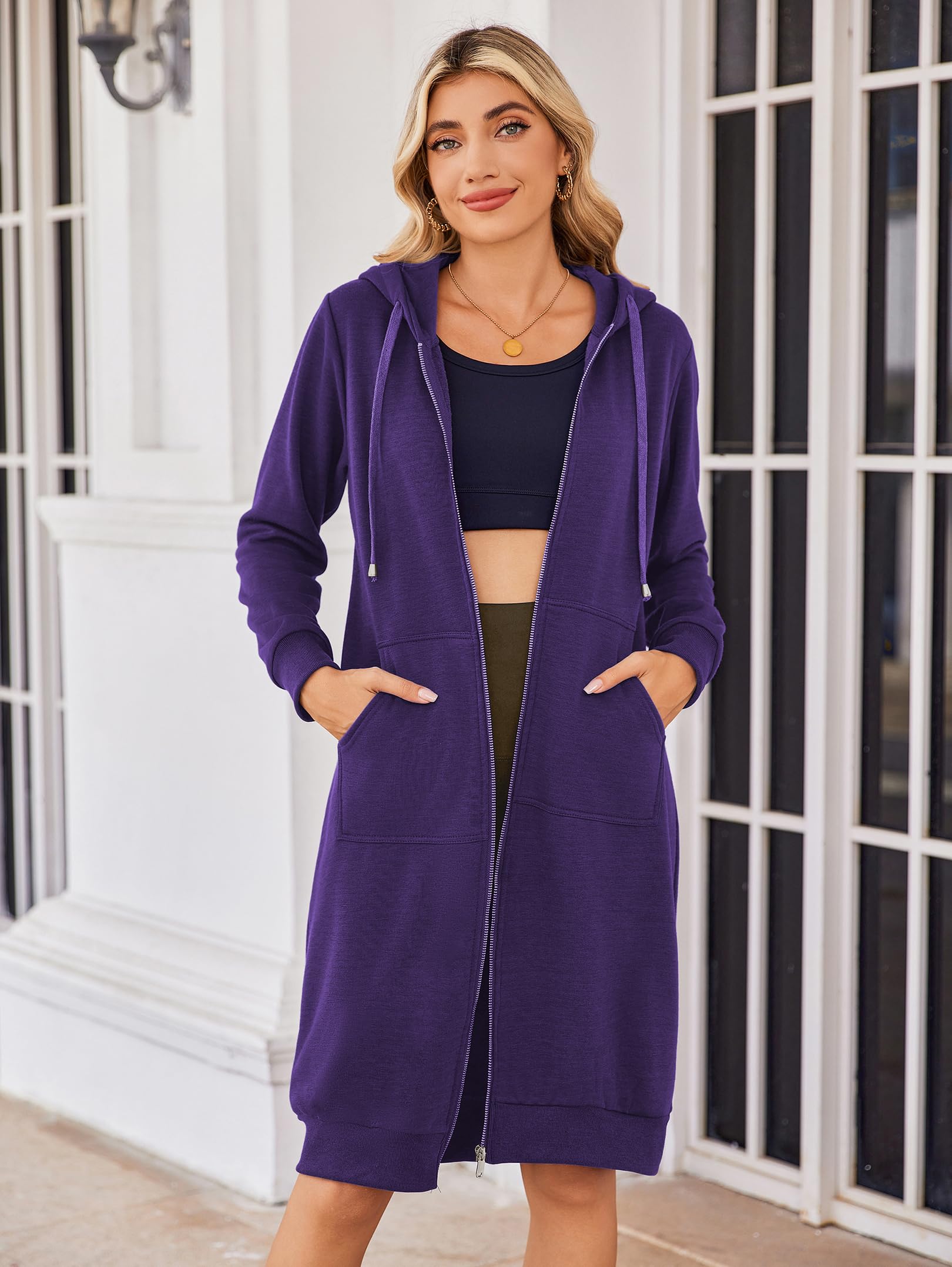 Zeagoo Sweat à capuche surdimensionné à fermeture éclair pour femme - Automne et hiver - Mode 2025