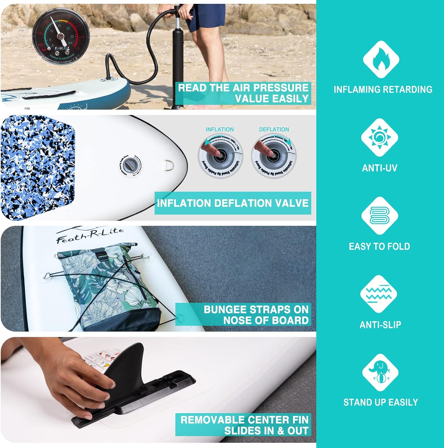 Feath-R-Lite Inflatable Stand Up Paddle Board 10'x30''x6'' Ultra-Light (16.7lbs) SUP with Paddleboard Accessories,Three Fins ,Adjustable Paddle, Pump,Backpack, Leash, Waterproof Phone Bag : Sports & Outdoors