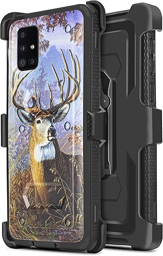Funda para Samsung Galaxy A71 5G (no compatible con Samsung A71 4G versión) con protector de pantalla integrado para cinturón con clip giratorio