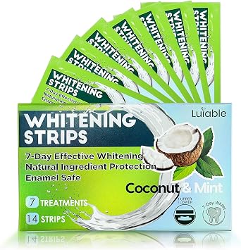 Teeth Whitening Strips for Tooth White Professional Dentist Formulated Teeth Whitener Enamel-Safe Non-Slip 14 Strips 7 Treatments 14 Count Pack of 1, Coconut Mint