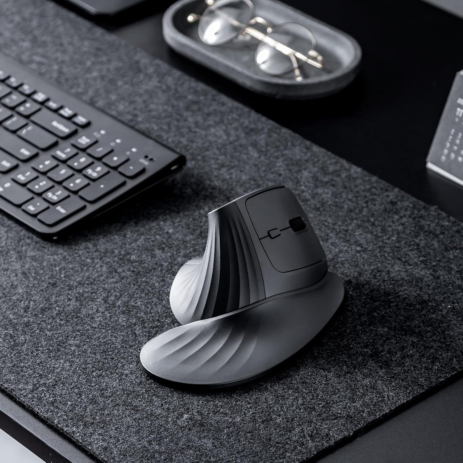 SANWA Wireless Ergonomic Mouse for Large Hands, Silent Click Vertical Mice with Removable Wrist Rest, 1000-4000 DPI, 3-Device (2.4G + 2 Bluetooth 5.4), Compatible with Mac, Windows, Laptop, PC, Black