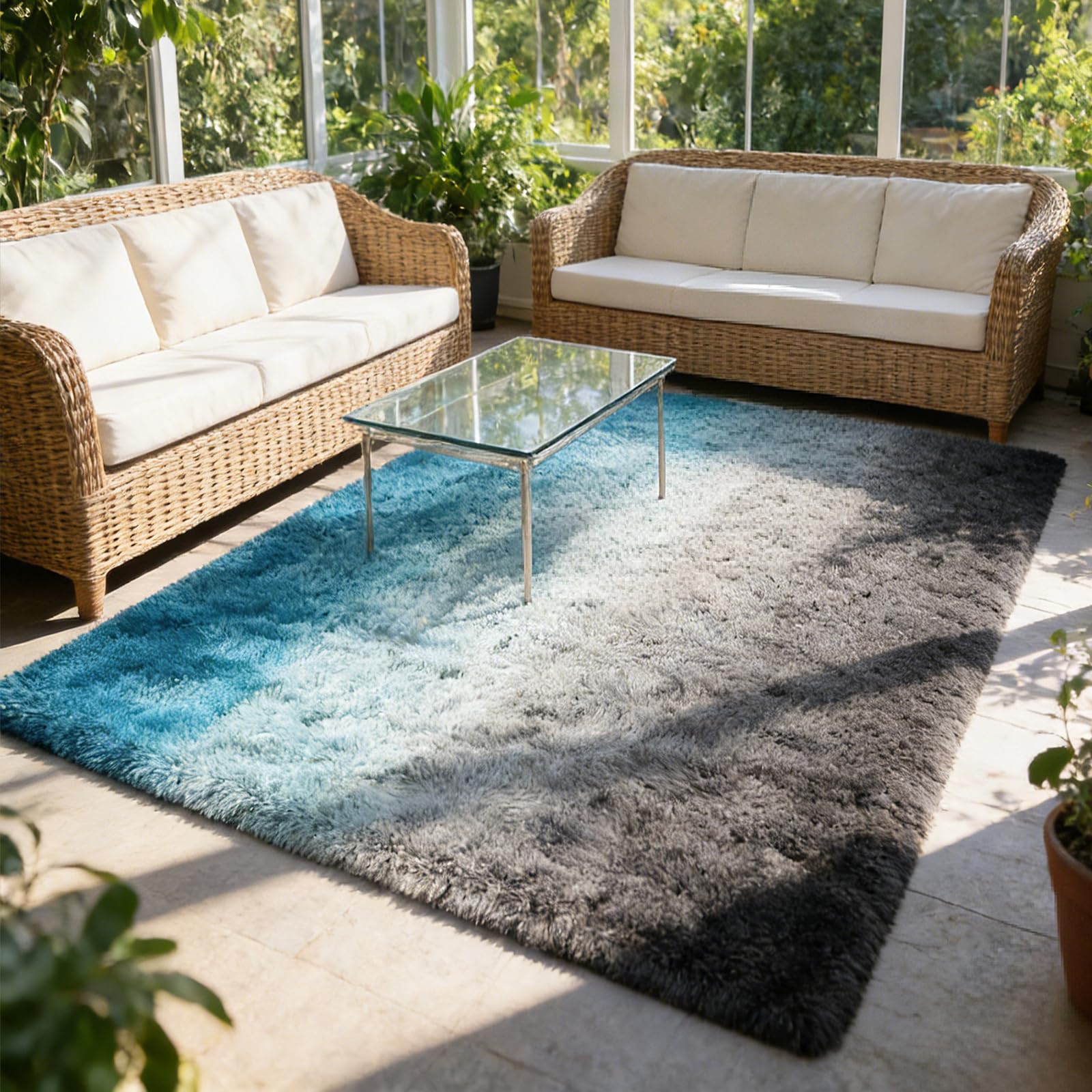 Alfombra Antideslizante 160 x 255 cm, Súper Grueso Lavable a Máquina Duradero, Antimanchas, Resistente a La Humedad, Alfombra para Habitación Infantil, para Dormitorio, Azul