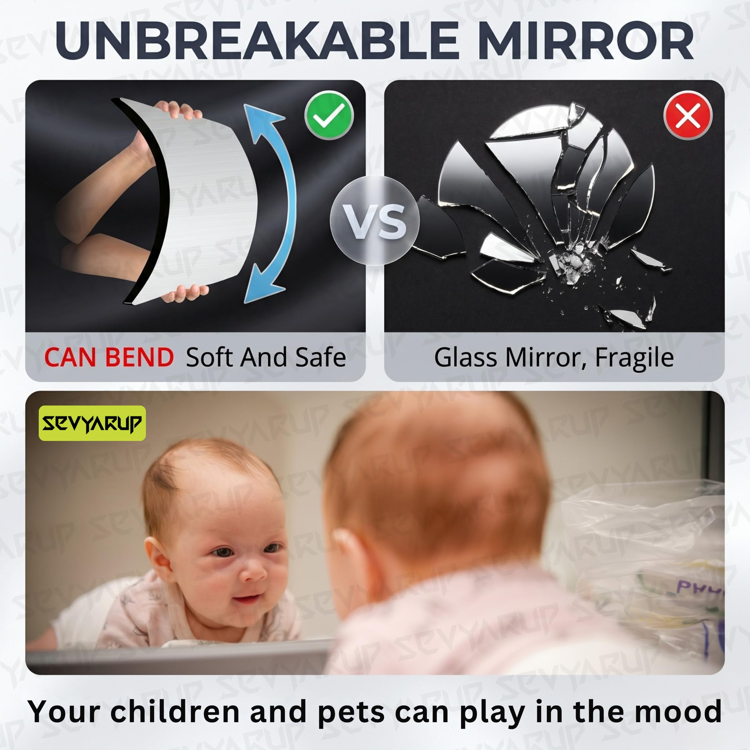 Shatterproof Wall Mirror - Self Adhesive Decor -2 Shatterproof Wall Mirror - Self Adhesive Decor -2