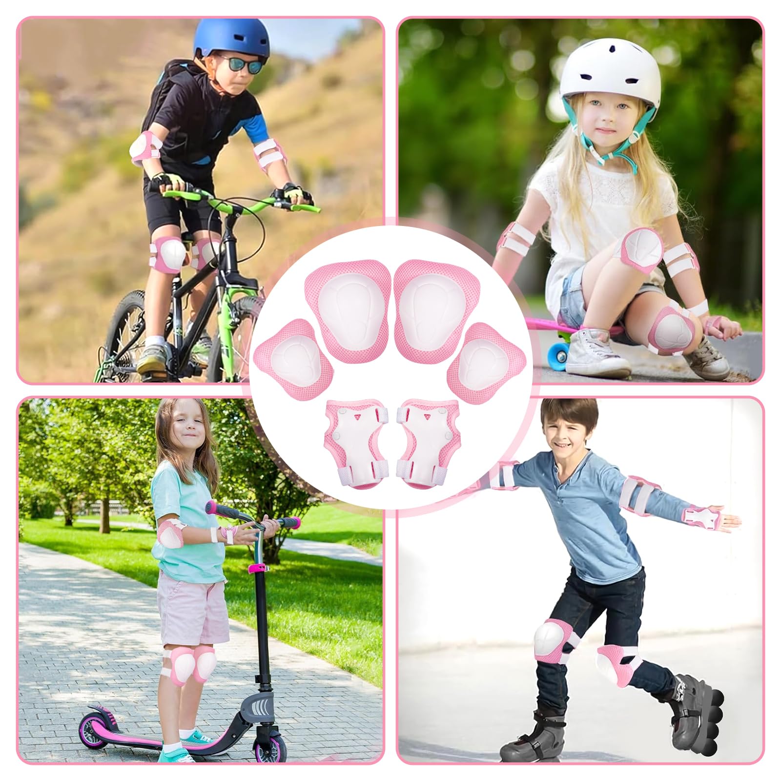 Protection Roller Enfant à pour Enfants de 6 Pièces avec Genouillères, Coudières et Protège-Poignets pour Enfants de 3 à 12 Ans, Adapté au Patinage en Plein Air et au Cyclisme