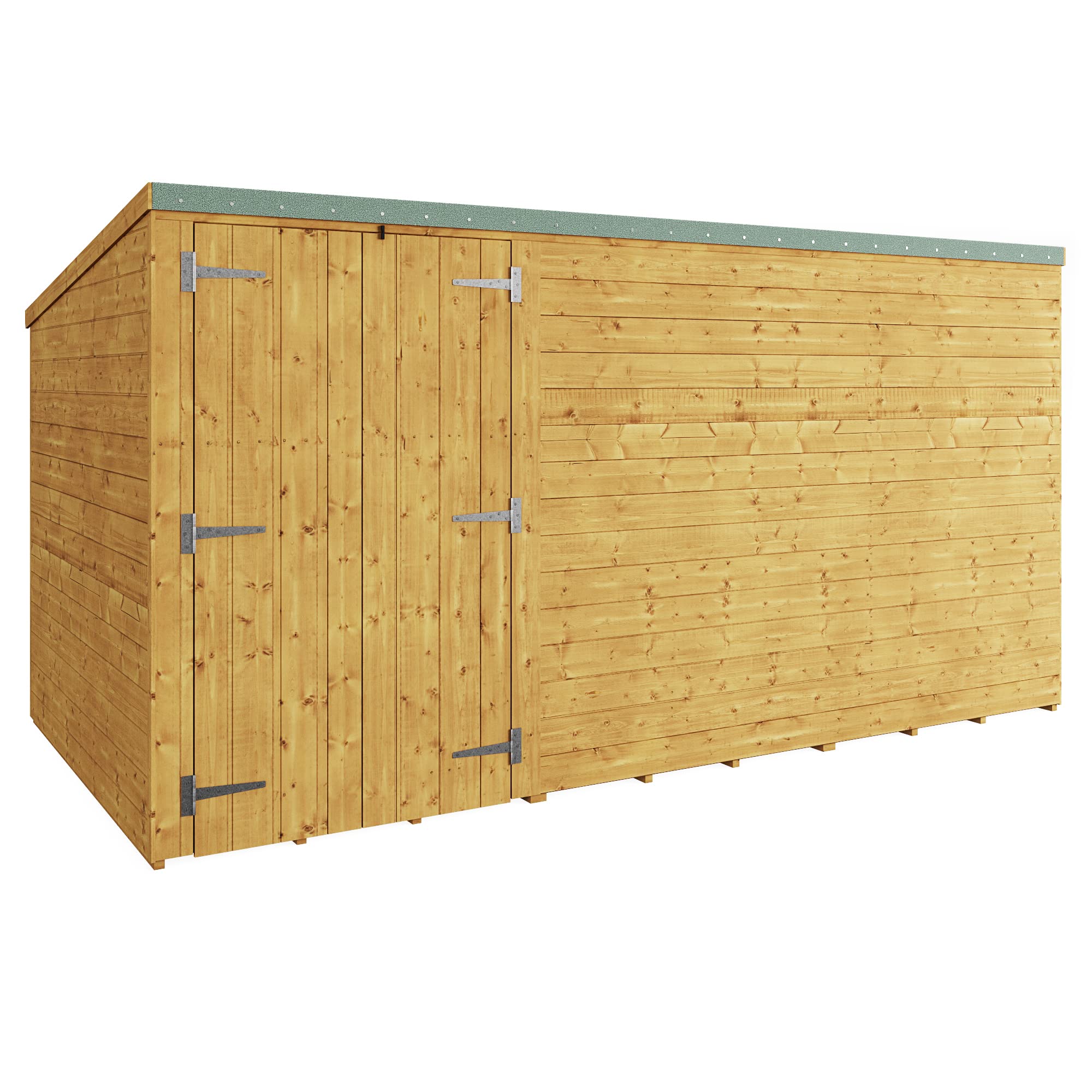 BillyOh Master 12x6 Wooden Garden Shed with Pent Roof – Secure Windowless Garden Storage Shed Design, Wide Double Doors, Tongue and Groove Wood Cladding, Easy Assembly & Complete Kit Outdoor Storage