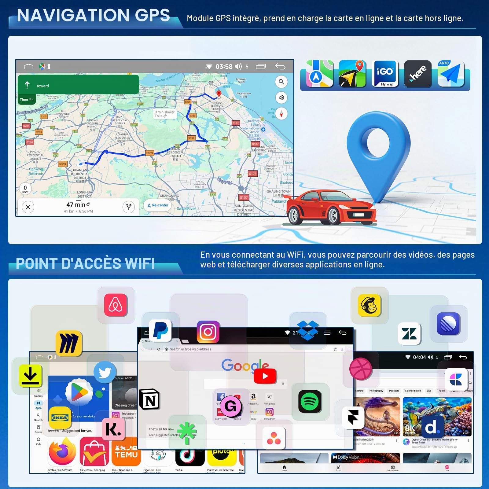 2+32G Android 13 Autoradio Multimédia avec sans Fil CarPlay Android Auto pour Nissan Pathfinder R51 2005-2013, 7 Pouces écran Tactile Radio Stéréo avec navi GPS Mirror Link SWC FM RDS écran partagé