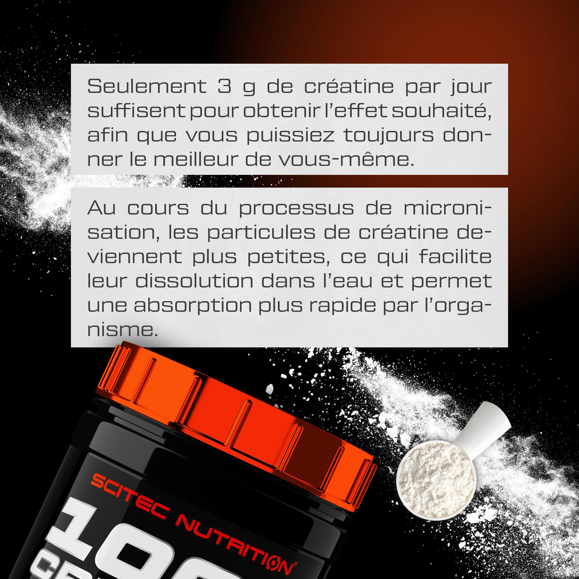 Scitec Nutrition 100% Creatine Monohydrate - Poudre de créatine pure | Créatine pour les performances lors d'efforts courts, intenses, répétés - 3 g par jour - Sans additifs - 500g, non aromatisé