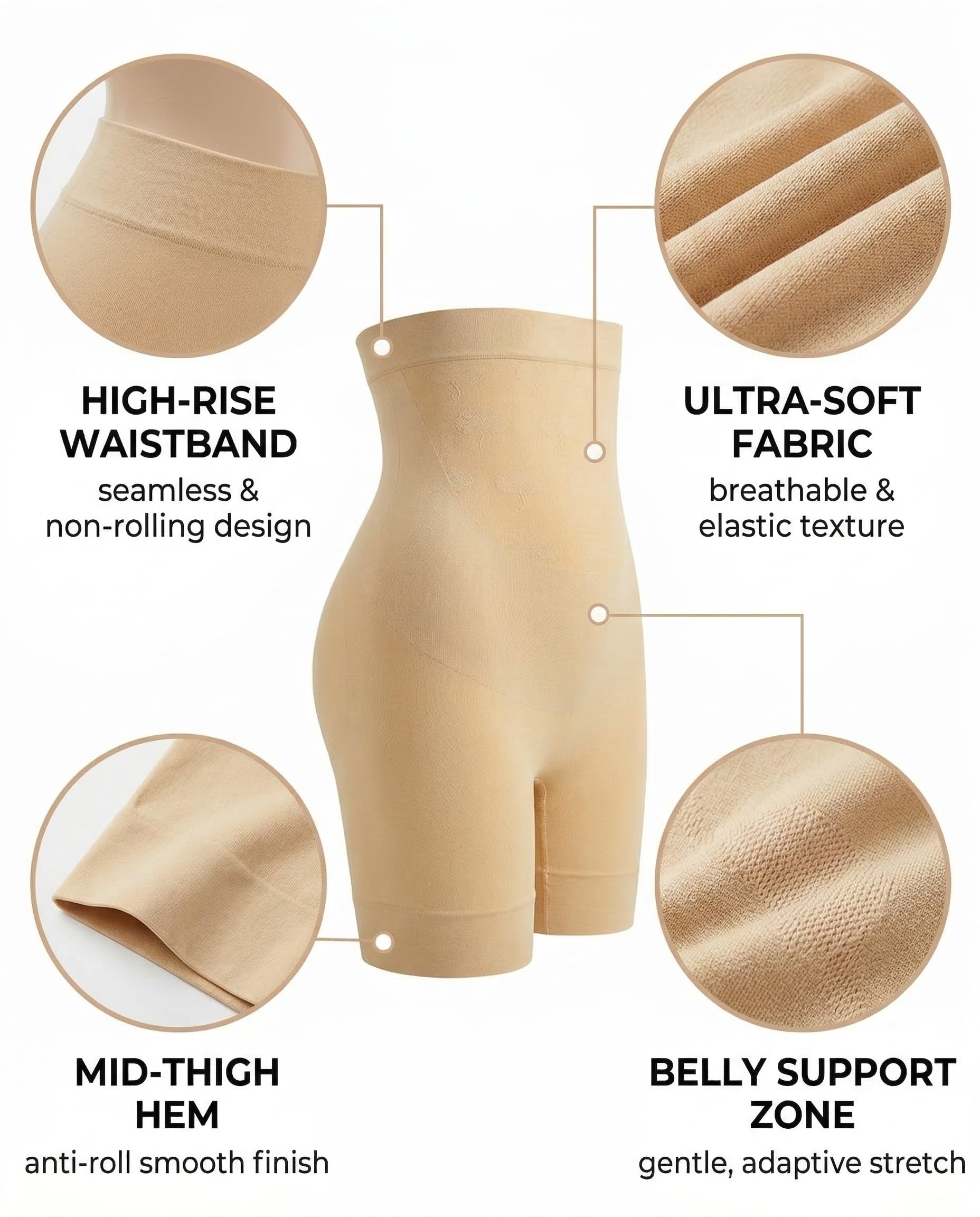 HSIXHAF Bragas Embarazada Cintura Alta Pantalon Antirozaduras Mujer Verano Ropa Interior Premamá - Beige/XL — view 6