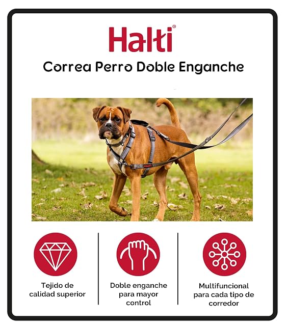 Foto 2 de 5 de Correa para Perro Doble Enganche Halti - Tamaño L, Morado