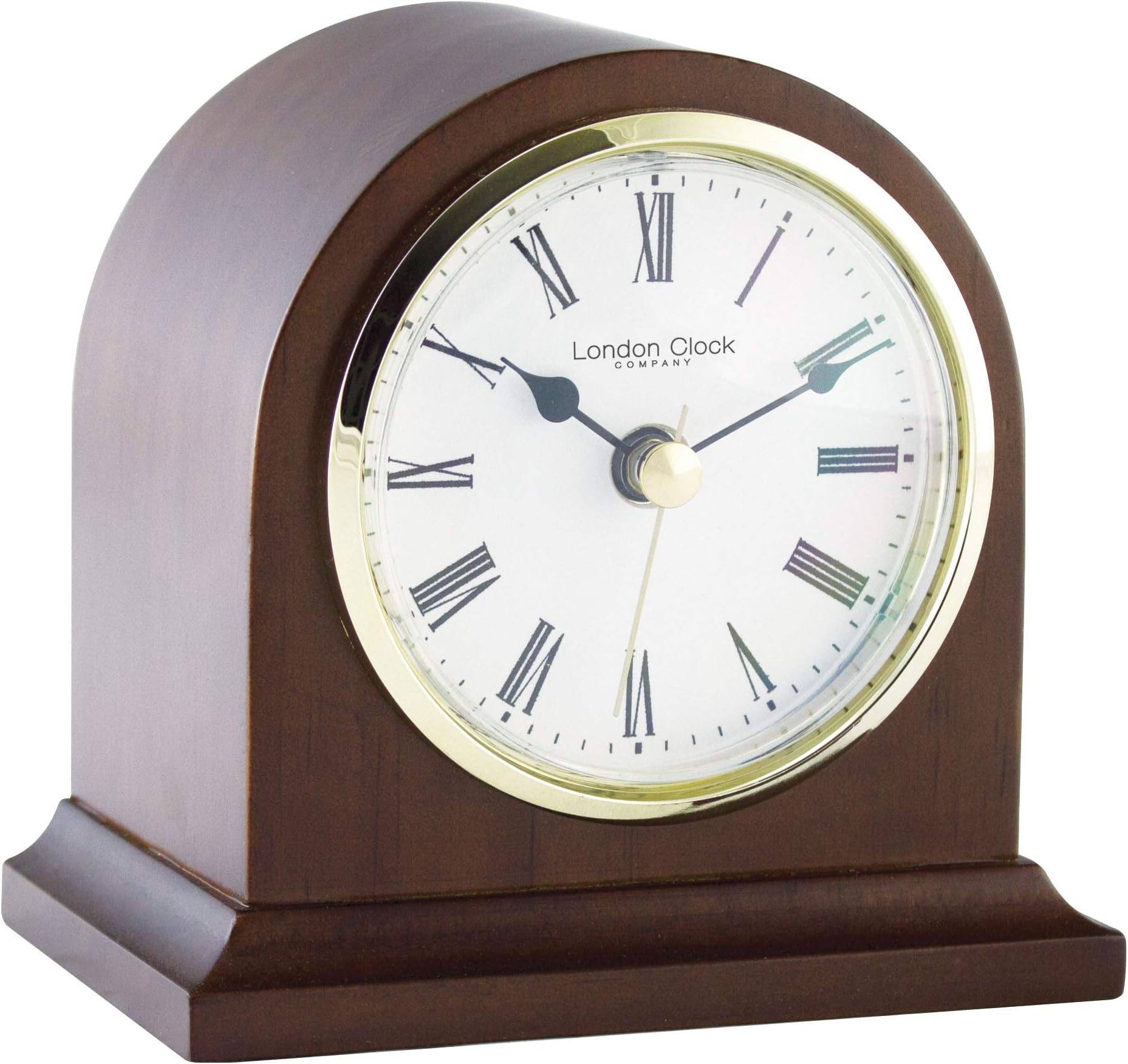 London Clock Arch top Mantel Clock, Mahogany, 11.4 x 7.8 x 11.1cm
