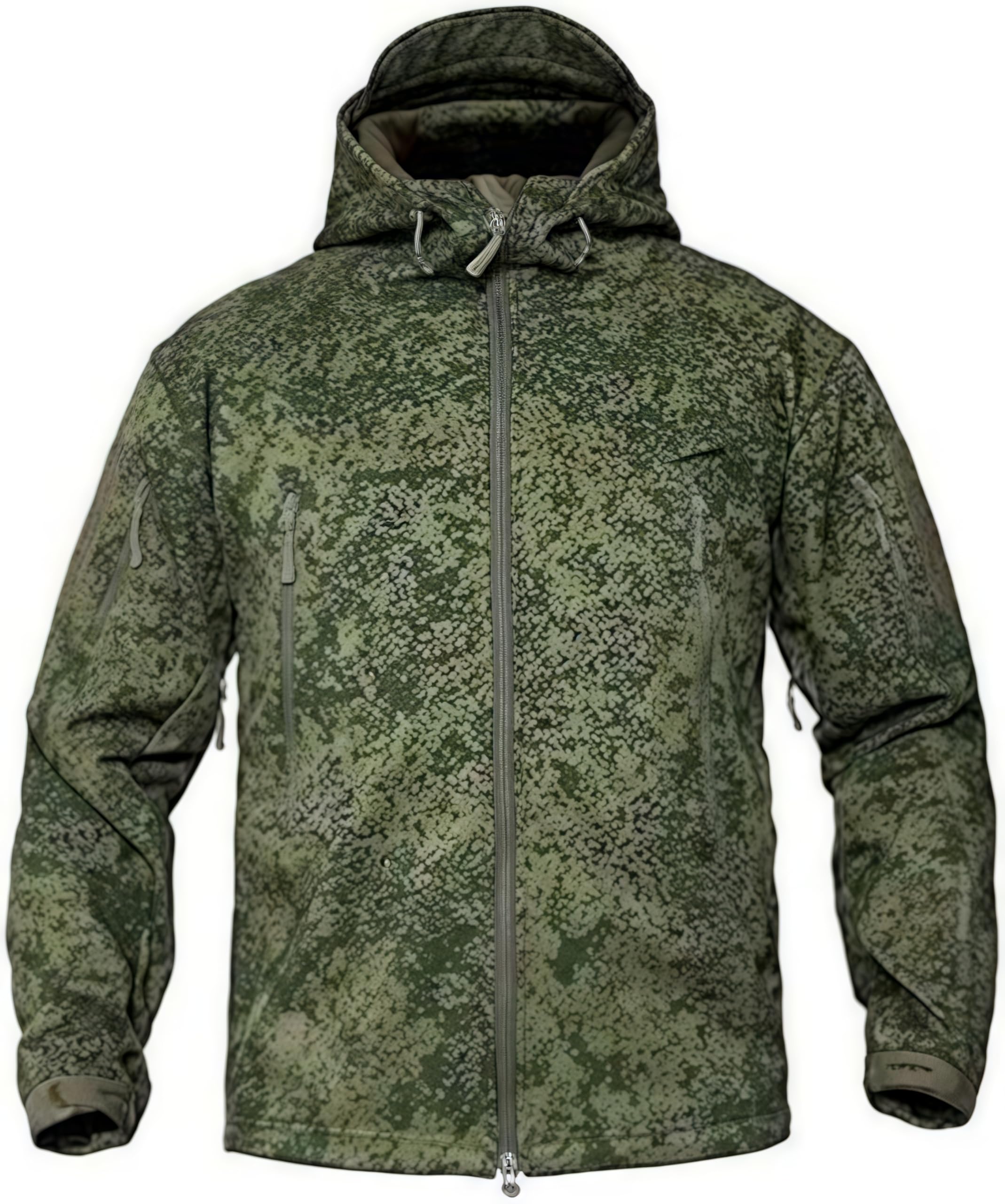 Men's Military Tactical Jacket Softshell Jacket Hunting Coat Hooded Ski Jacket Fleece Winter Coat (Russian Camo,2XL)