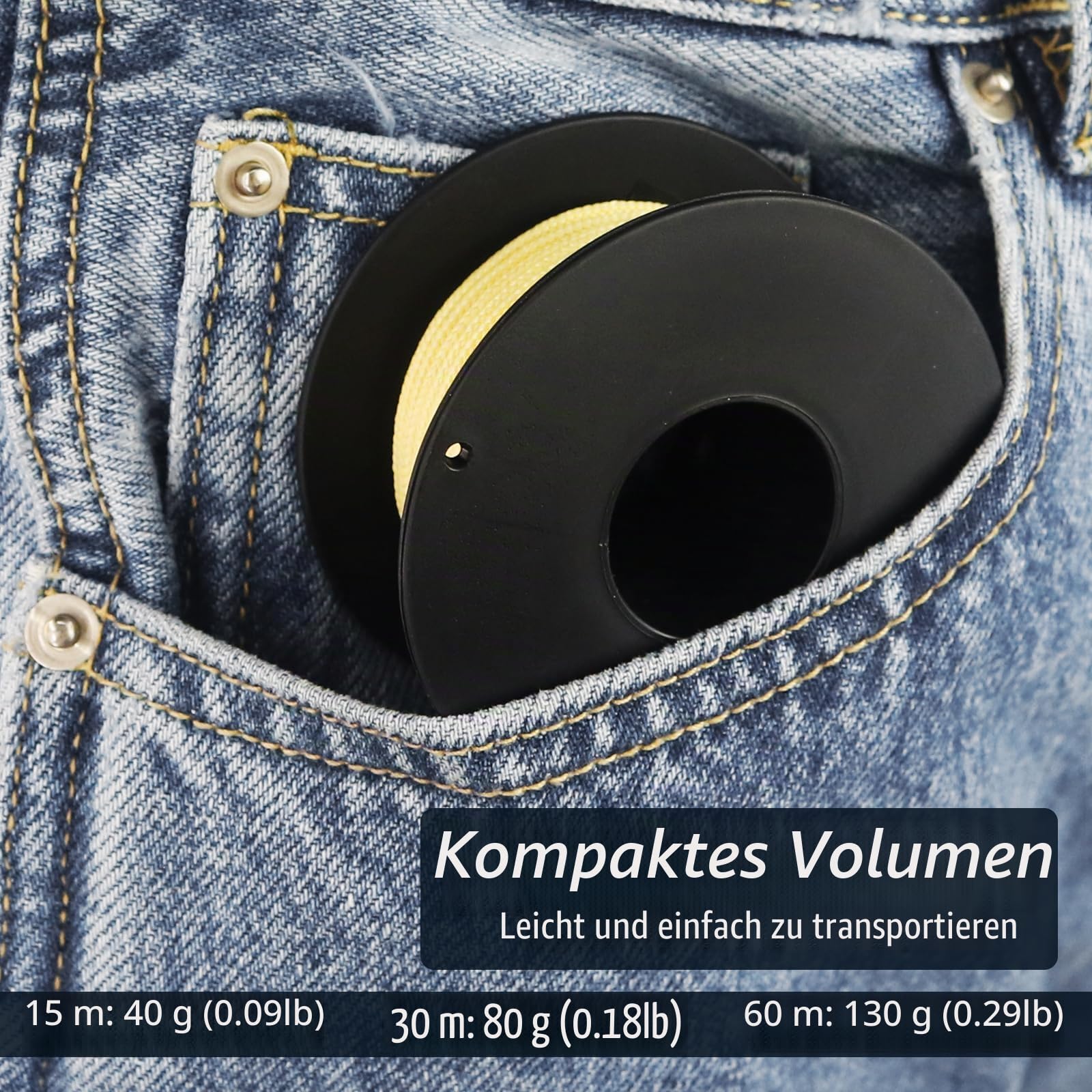NewDoar Abriebfeste Geflochtene Kevlar-Schnüre 1,5 mm 50Fuß/120Fuß/200Fuß, 12-strängige Schnur Hochfest Verschleißfest Flammhemmend Geeignet für Camping Drachenschnur Angeln EDC-Schnüre