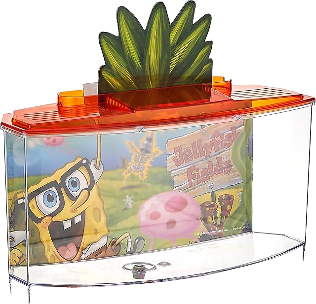 PENN-PLAX Spongebob Squarepants Officially Licensed Betta and Goldfish Bow Tank  Orange  0.7 Gallon