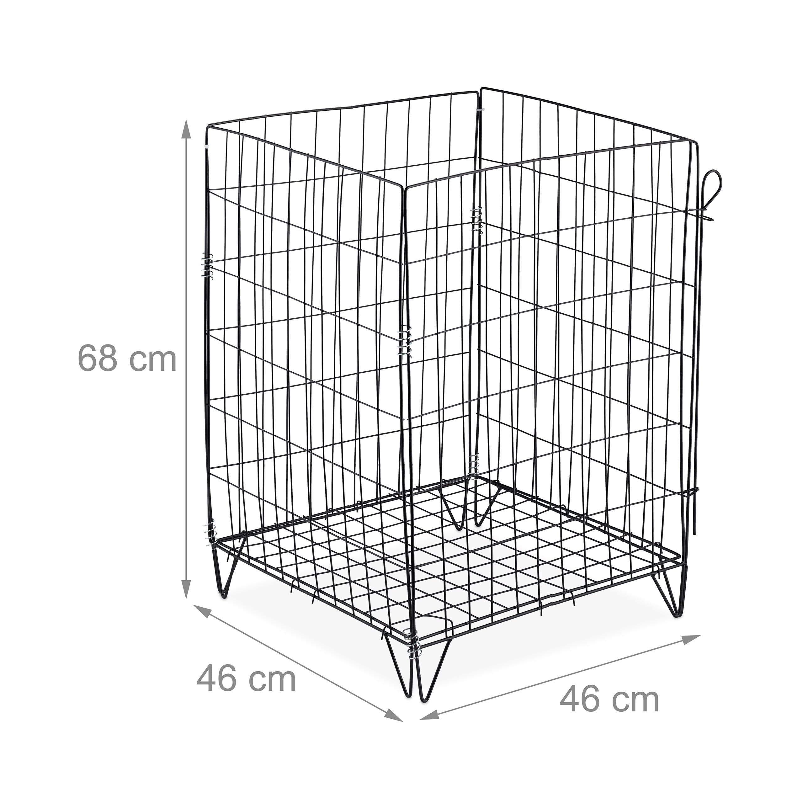 Relaxdays Compostiera in Metallo, Set da 2, per Compost da Giardino, Cesta per Foglie e Fogliame, 68 x 46 x 46 cm, Nero