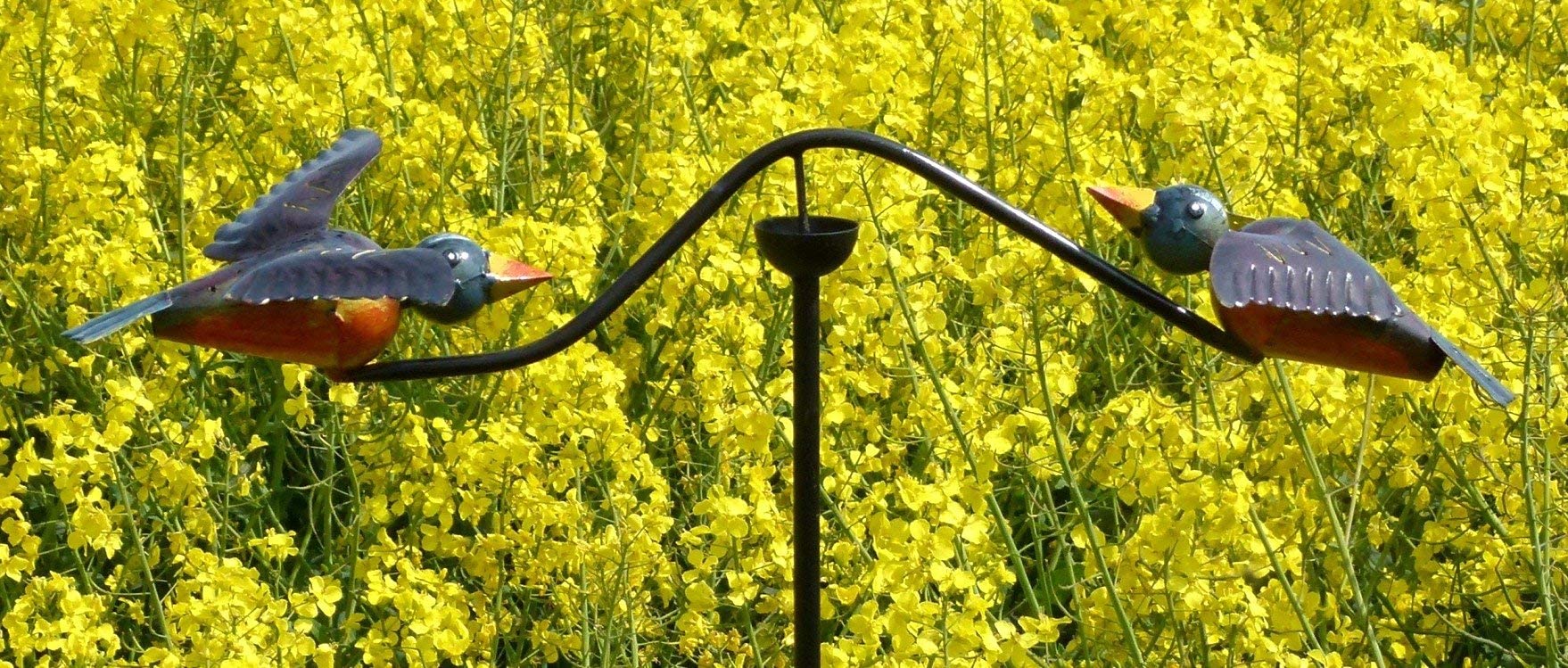 Pommerntraum ®| Windspiel Vogelwippe Metallwindspiel Gartendeko Vogel Vögel | Gartenpendel Gartenwippe Gartenstecker Gartenkunst Unruhe Vögelchen Vogelskulptur Windornament Gartenpoesie (BLAUE VÖGEL)