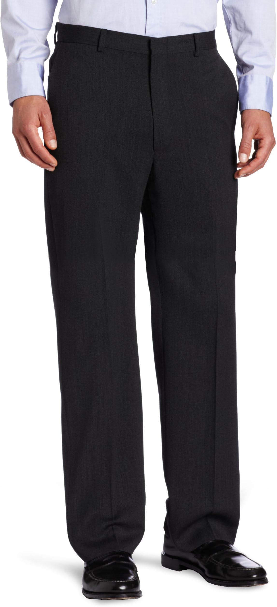 Joseph Abboud Men's 100% Wool Gray Solid Flat Front Dress Pant