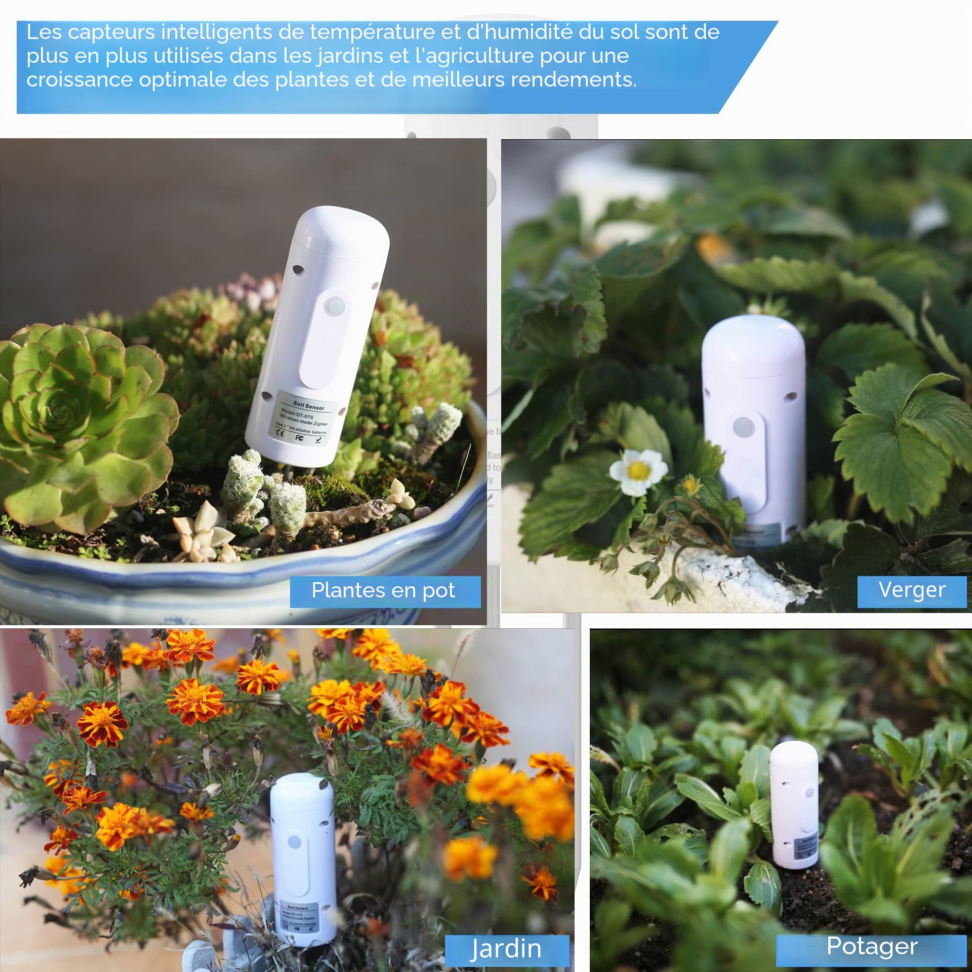 ZIGBEE Testeur d'humidité et de température pour sol de jardin, capteur étanche pour l'extérieur, compatible avec l'application intelligente TUYA