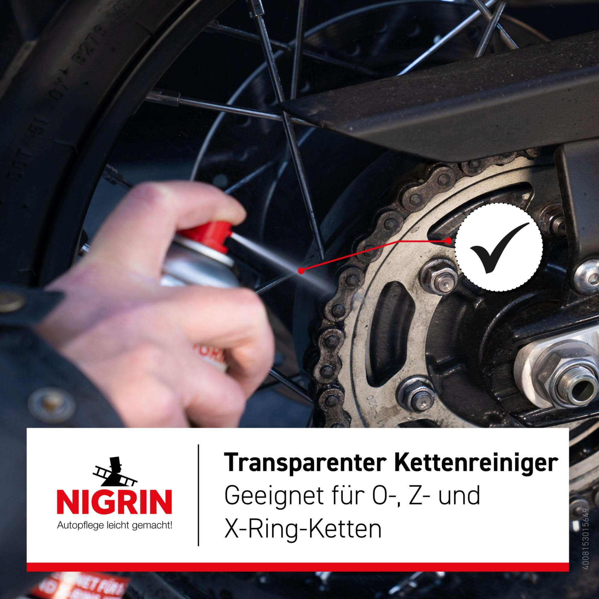 NIGRIN MOTO-BIKE - Detergente per catena per moto, adatto per catene O, Z e X, 500 ml