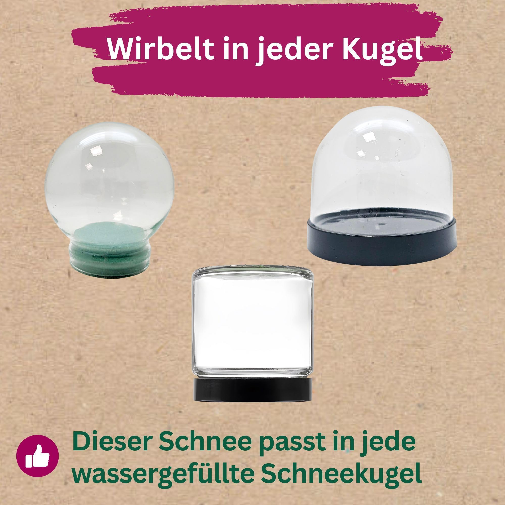Feiner Schnee für Schneekugel zum Basteln | für Schneekugel Bastelset | Schneekugel selbst gestalten | individuelle Schüttelkugel 40118 (100g)