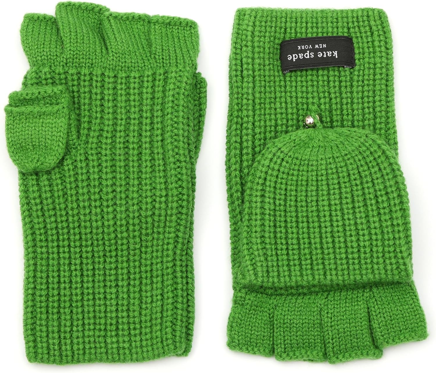 Kate Spade New York Women's Sam Label Pop Top Wool Mitten with Logo Design, Glove Set for Cold Weather